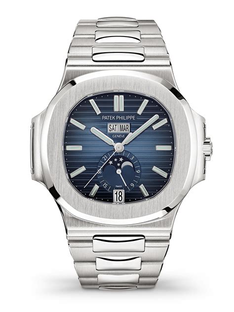 patek philippe nautilus year and month calender|Patek Philippe Nautilus black dial.